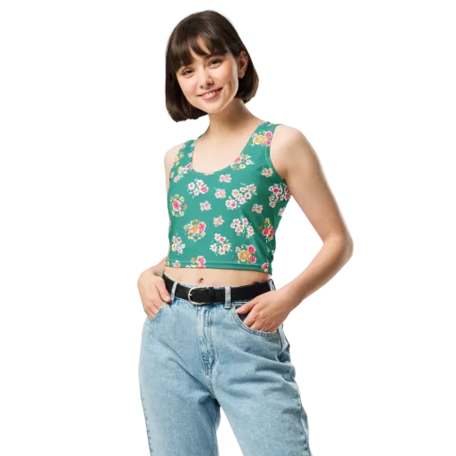Turquoise Bouquet on a Crop Top