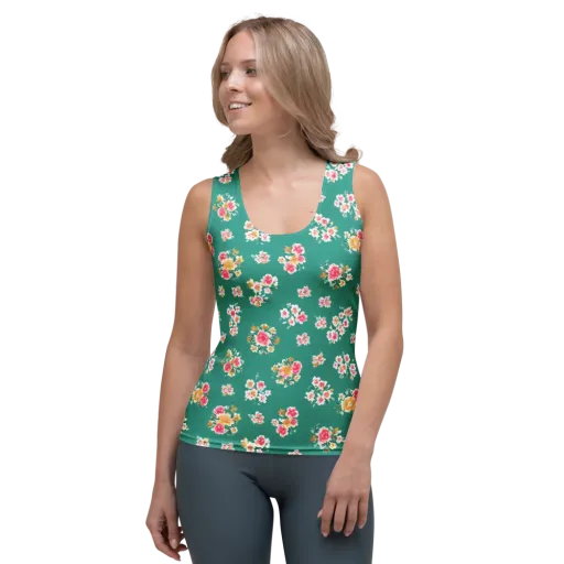 Turquoise Bouquet on a Women's Tank Top