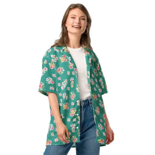 Turquoise Bouquet on a Button Shirt