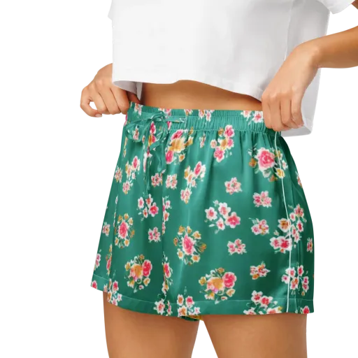 Turquoise Bouquet on a Women's Pajama Shorts