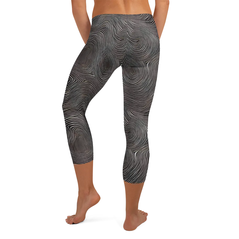 Obsidian Grain on Capri Leggings — Back