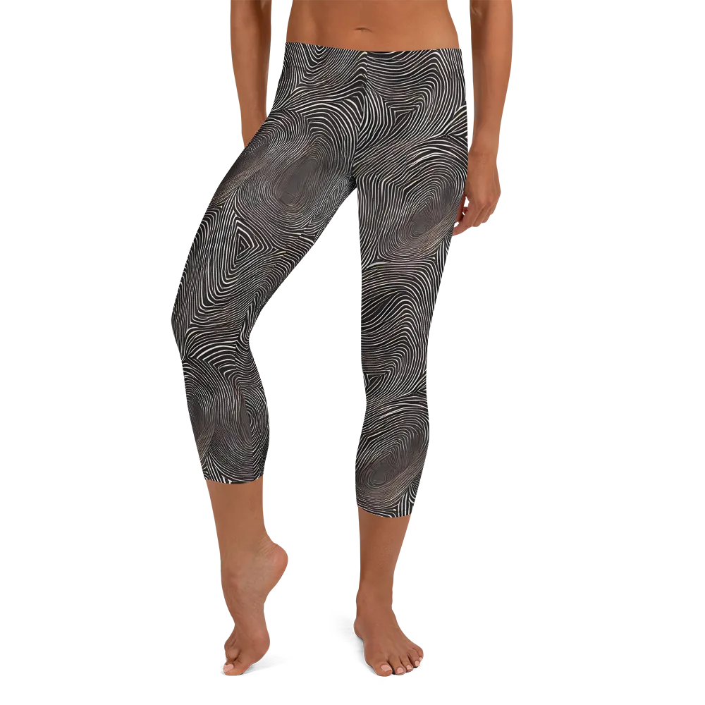 Obsidian Grain on Capri Leggings — Front