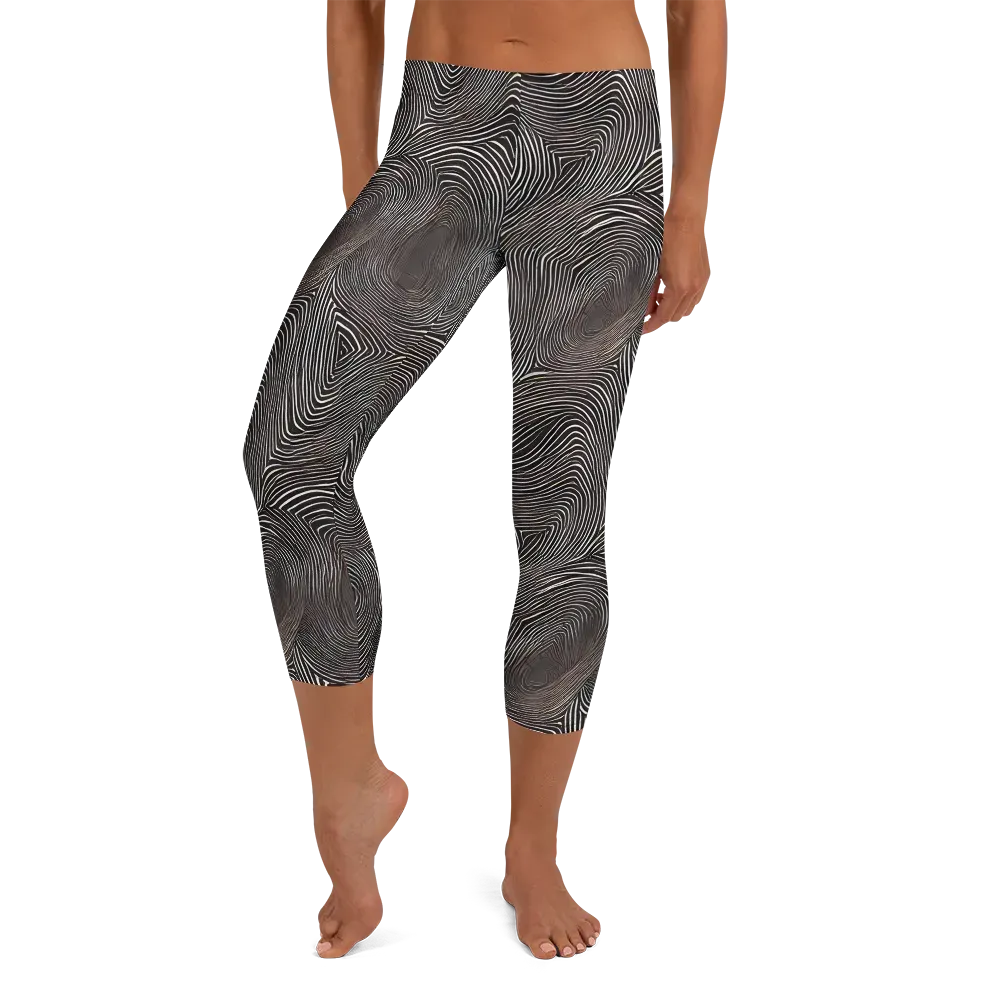 Obsidian Grain on Capri Leggings — Front