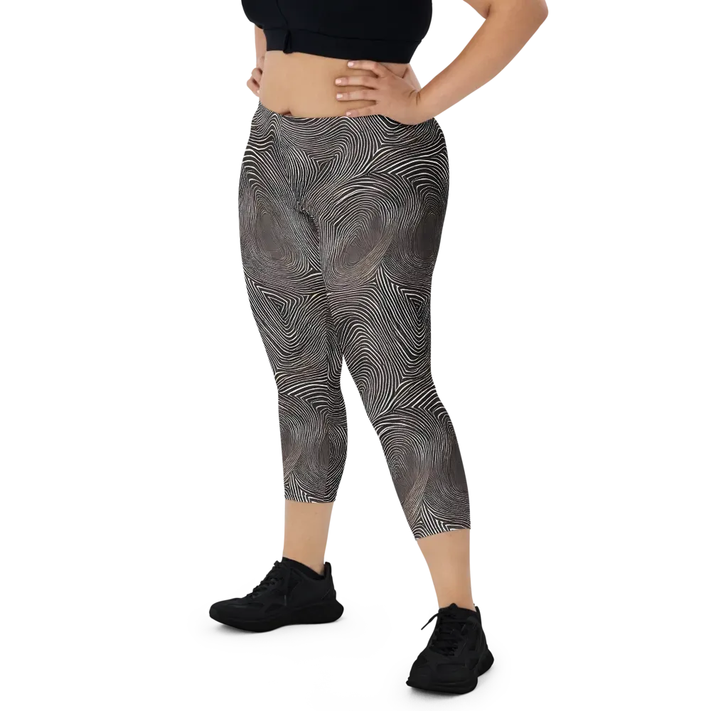 Obsidian Grain on Capri Leggings — Front