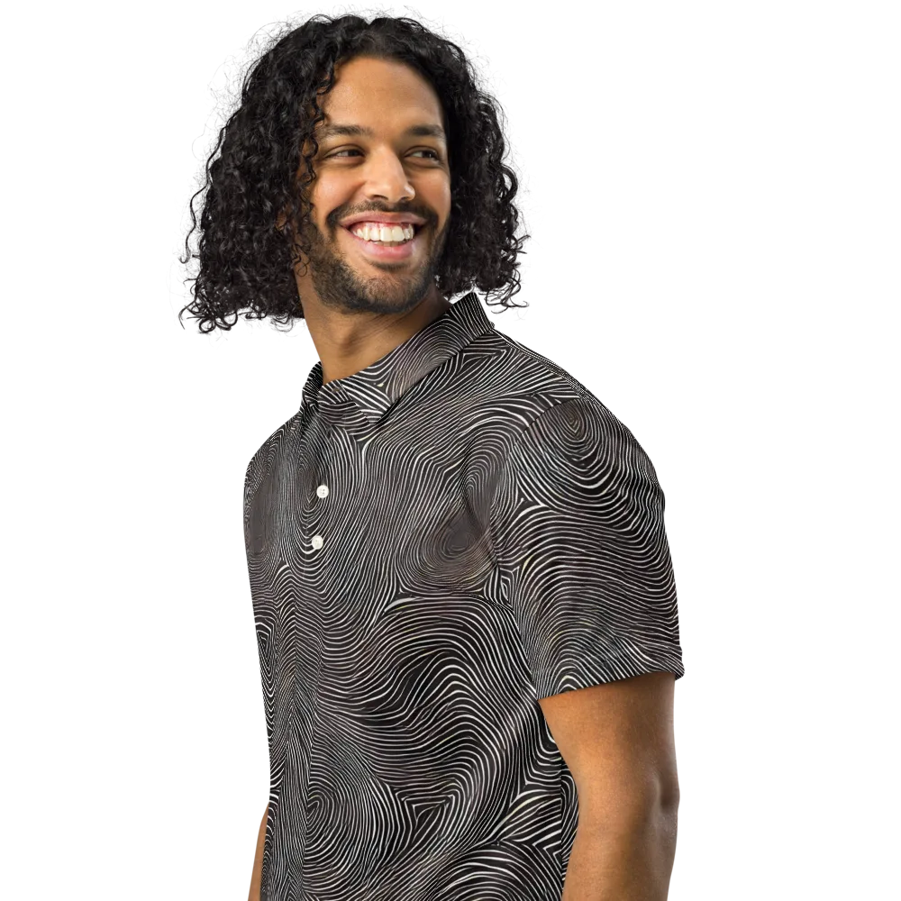 Obsidian Grain on Men's Slim Fit Polo Shirt — Left Front