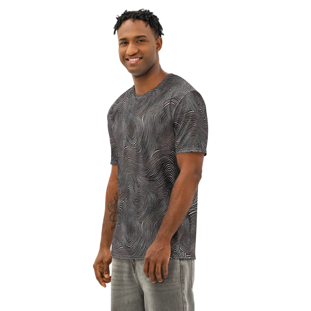 Obsidian Grain on Men's Cotton Crew Neck T-Shirt — Left Front