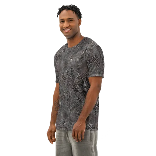 Obsidian Grain on a Men's Cotton Crew Neck T-Shirt
