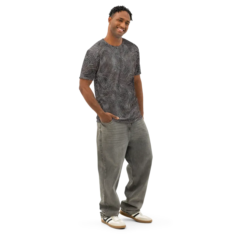 Obsidian Grain on Men's Cotton Crew Neck T-Shirt — Right Front