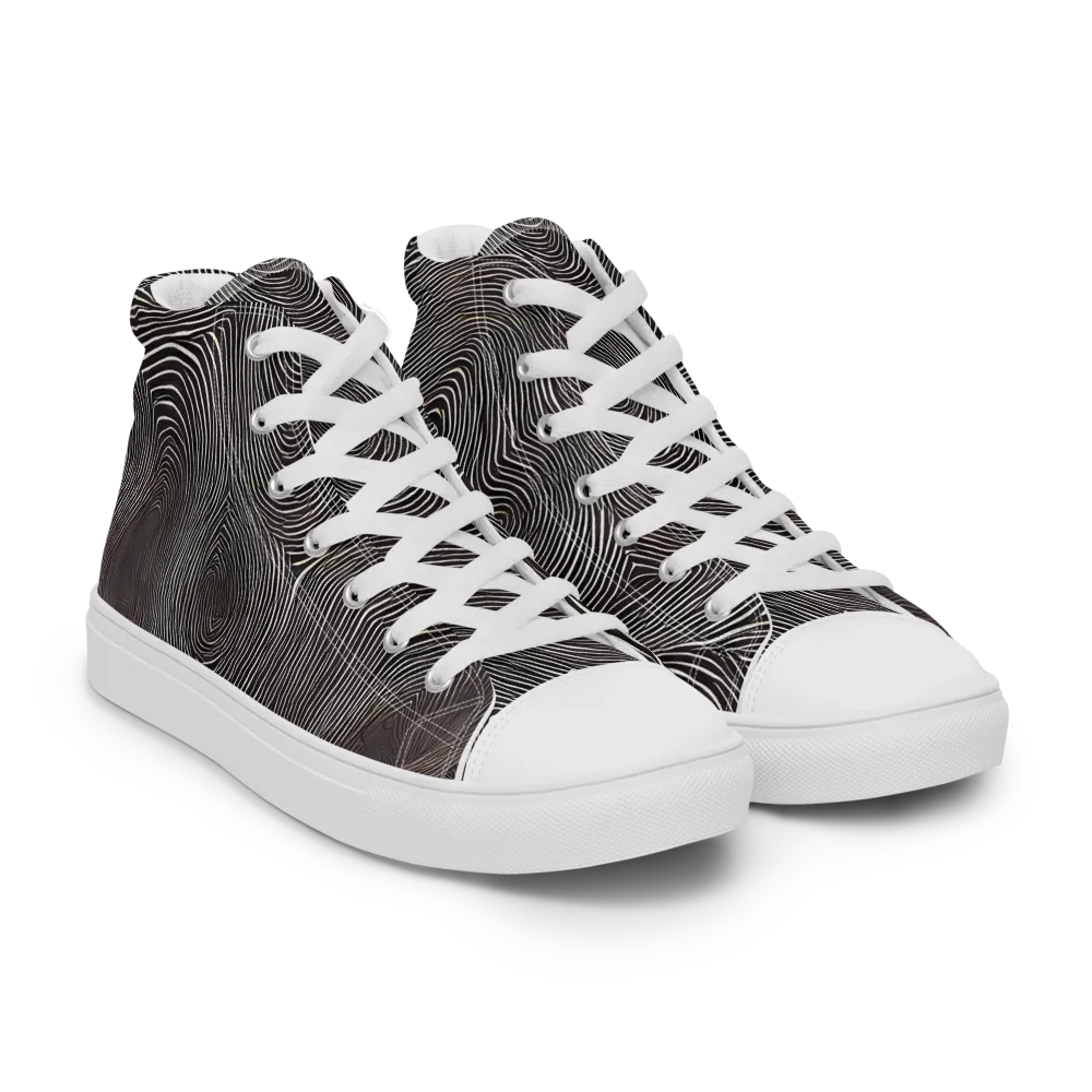 Obsidian Grain on Men's High Top Canvas Shoes — Right Front