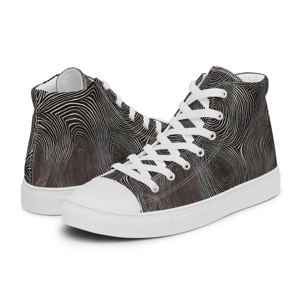 Obsidian Grain on Men's High Top Canvas Shoes — Left