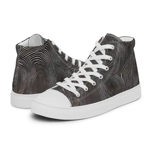 Obsidian Grain on a Men's High Top Canvas Shoes