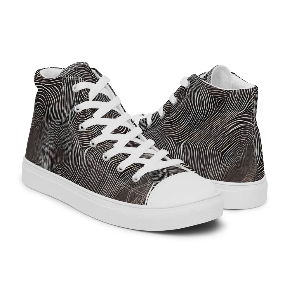 Obsidian Grain on Men's High Top Canvas Shoes — Right