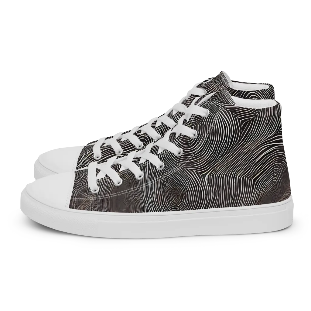 Obsidian Grain on Women's High Top Canvas Shoes — Left