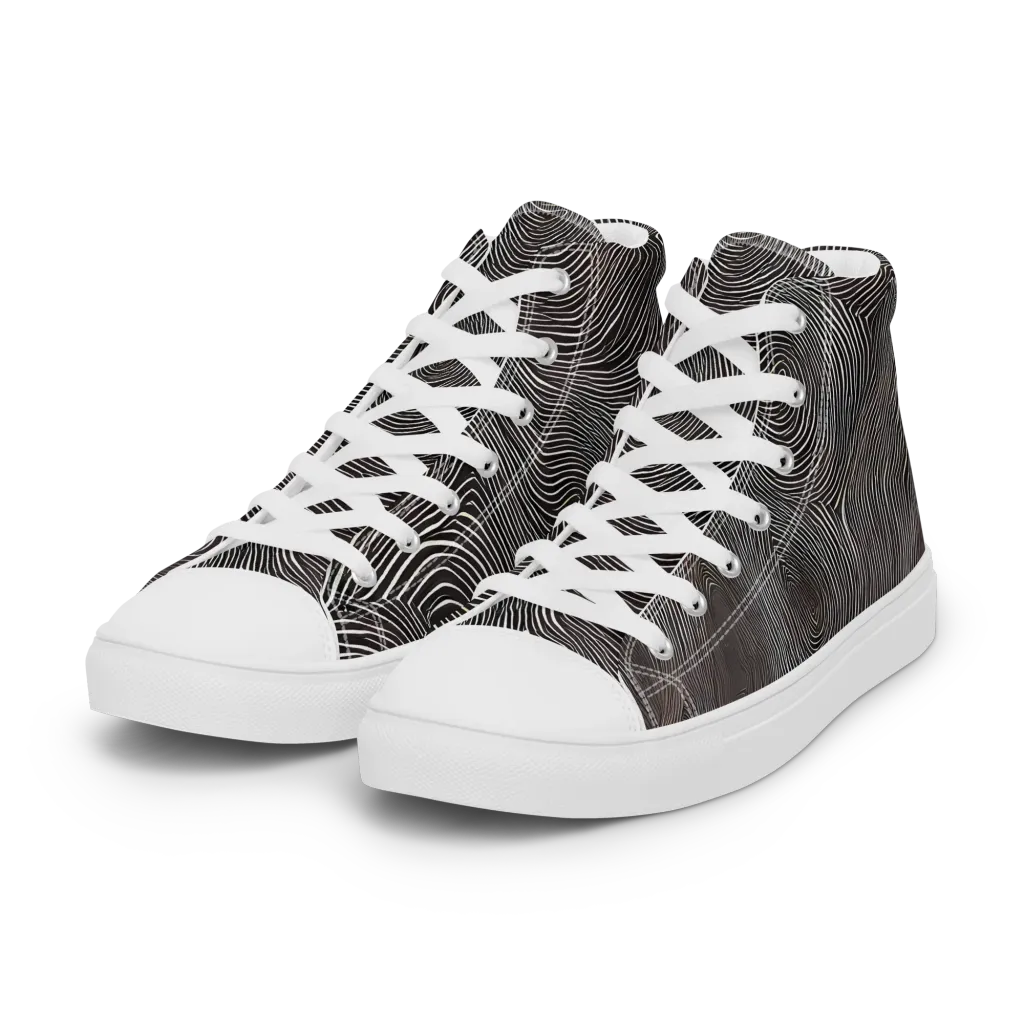 Obsidian Grain on Women's High Top Canvas Shoes — Left Front