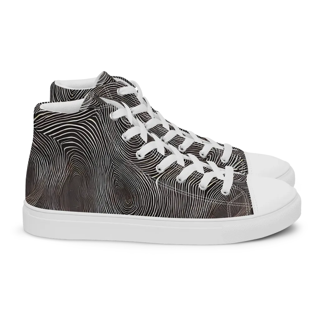 Obsidian Grain on Women's High Top Canvas Shoes — Right