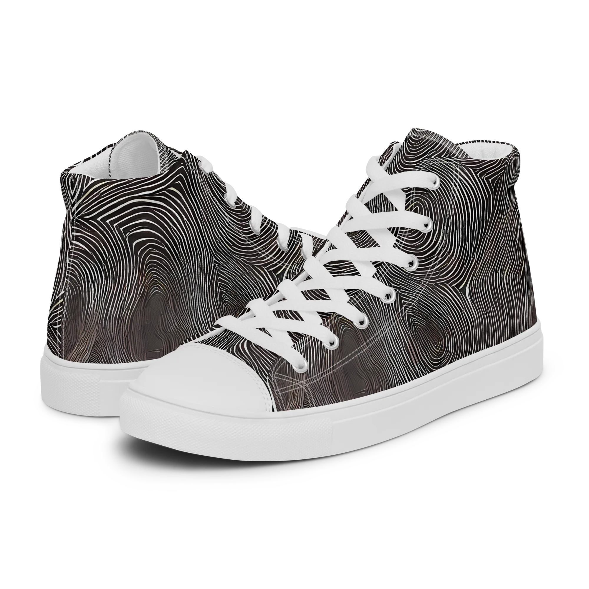 Obsidian Grain on Women's High Top Canvas Shoes — Left