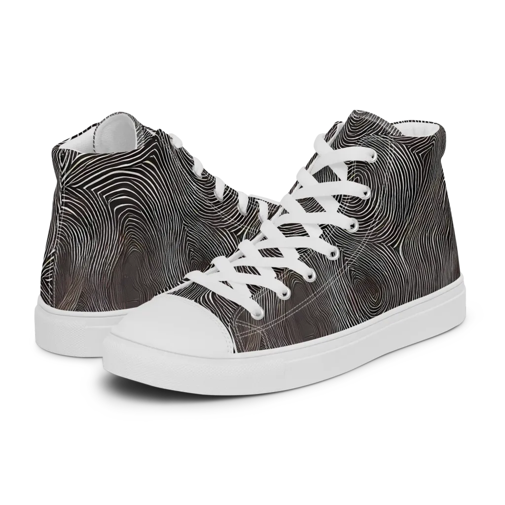 Obsidian Grain on Women's High Top Canvas Shoes — Left