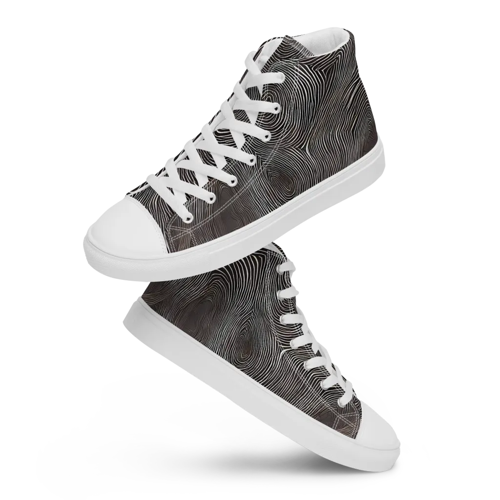 Obsidian Grain on Women's High Top Canvas Shoes — Front