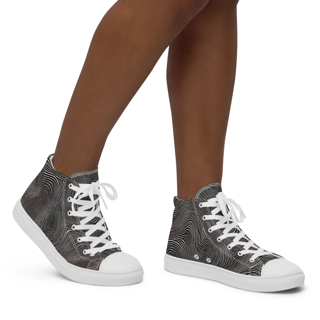 Obsidian Grain on Women's High Top Canvas Shoes — Right