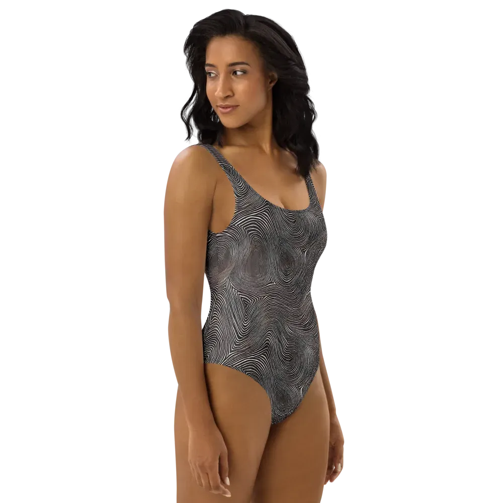Obsidian Grain on One-Piece Swimsuit — Right