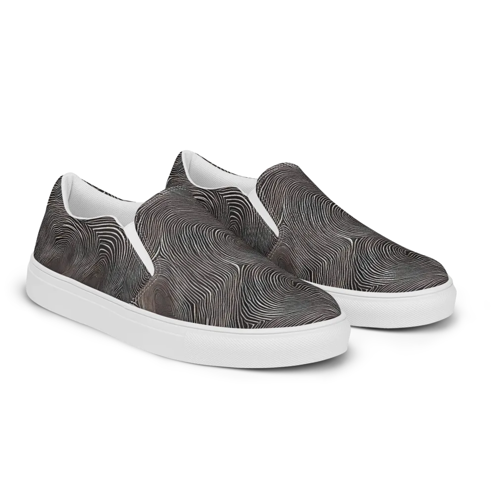 Obsidian Grain on Women's Slip-On Canvas Shoes — Right Front