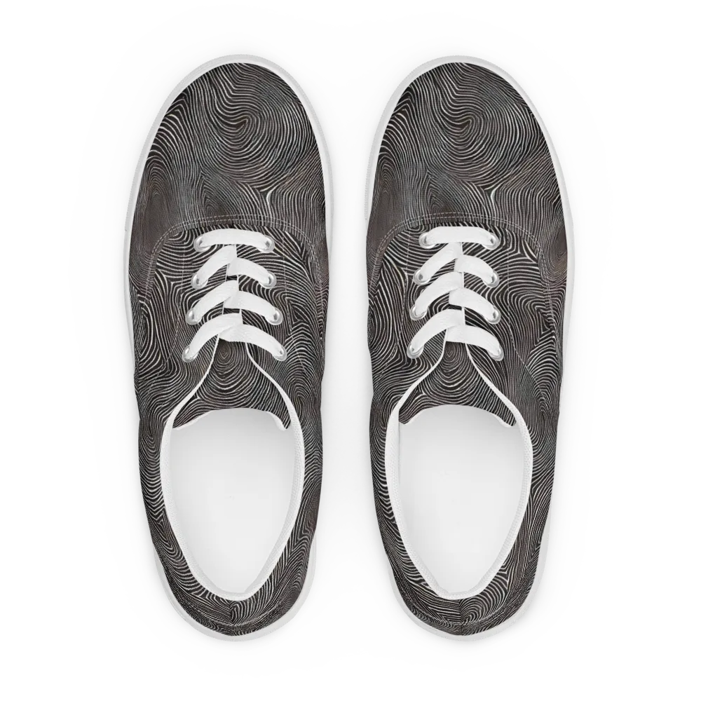 Obsidian Grain on Men's Lace-Up Canvas Shoes — Front