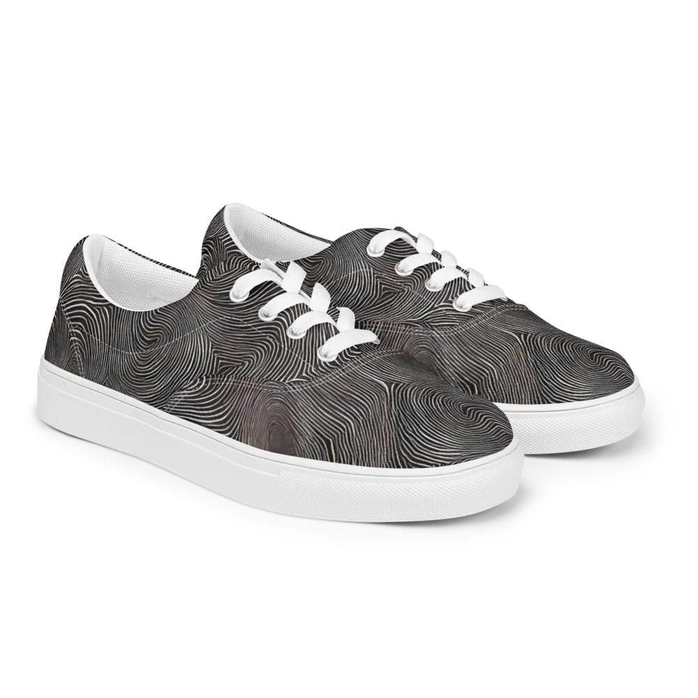 Obsidian Grain on Men's Lace-Up Canvas Shoes — Right Front