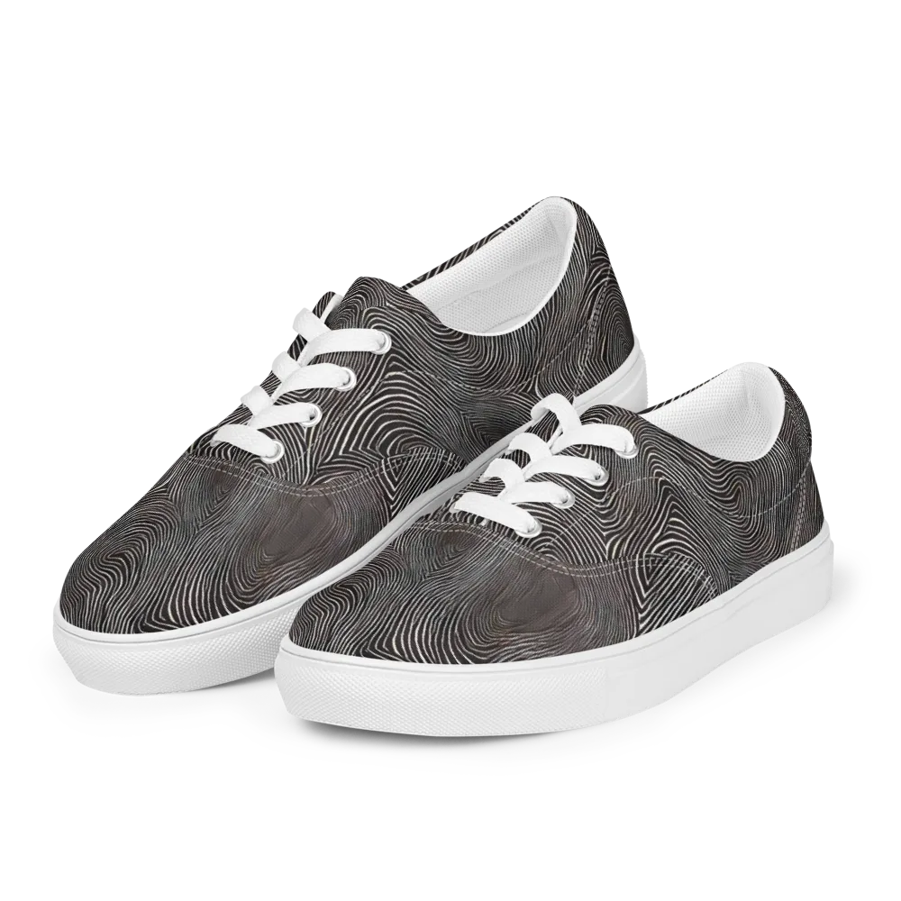 Obsidian Grain on Men's Lace-Up Canvas Shoes — Left Front