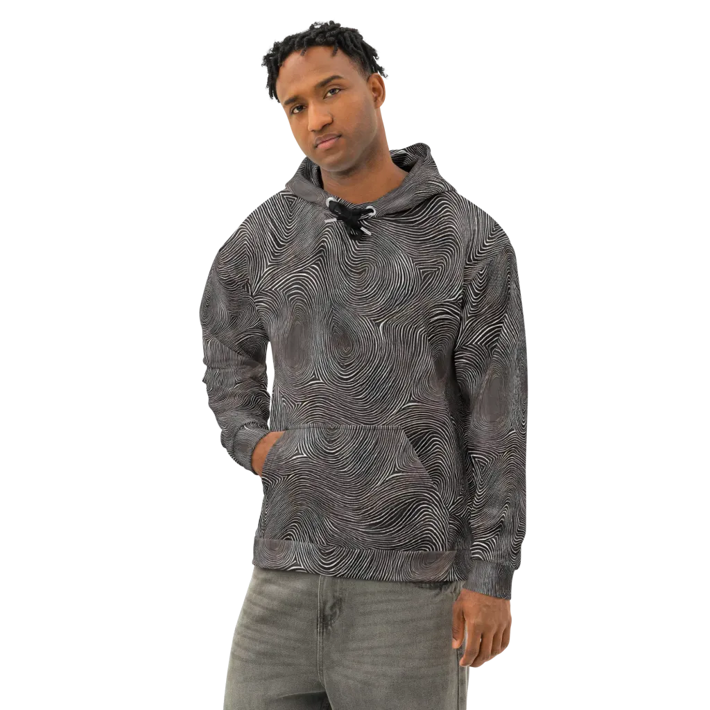 Obsidian Grain on Cotton Hoodie — Left Front