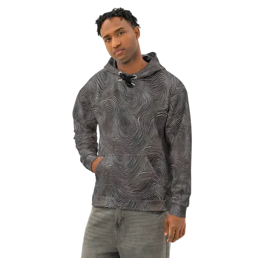 Obsidian Grain on a Cotton Hoodie