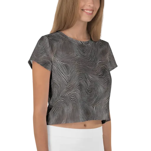 Obsidian Grain on a Crop Tee