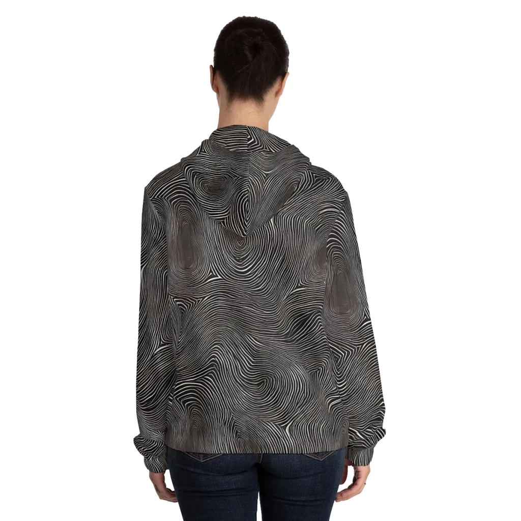 Obsidian Grain on Women's Full-Zip Hoodie — Back On Person