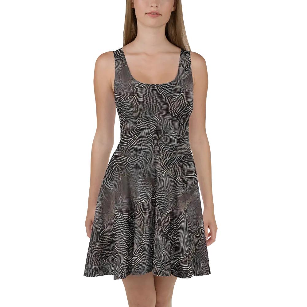 Obsidian Grain on Skater Dress — Front