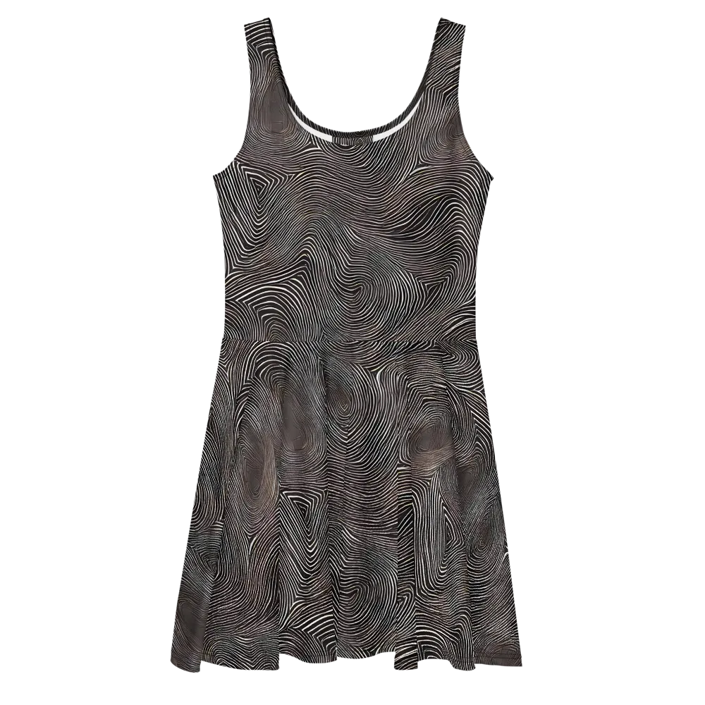 Obsidian Grain on Skater Dress — Front