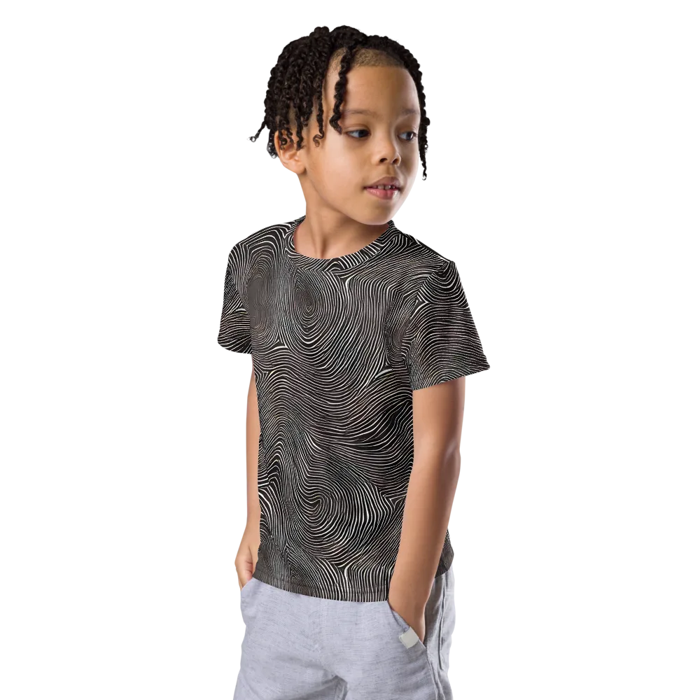 Obsidian Grain on Kids Crew Neck T-Shirt — Left Front