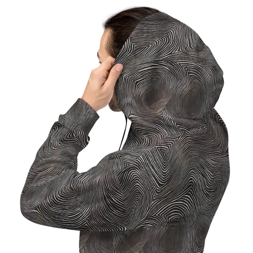 Obsidian Grain on a Hoodie