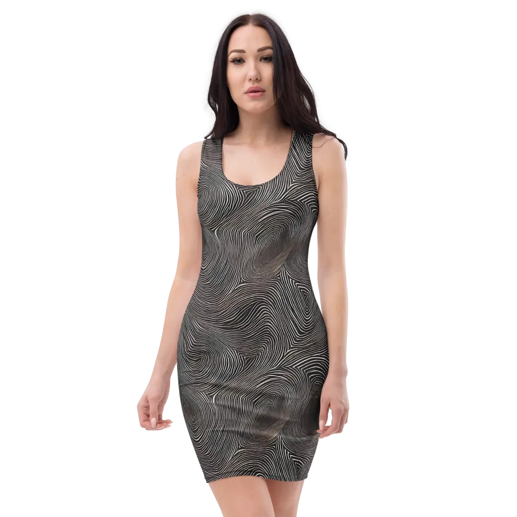 Obsidian Grain on Bodycon Dress — Front