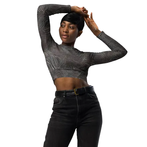 Obsidian Grain on a Long Sleeve Crop Top