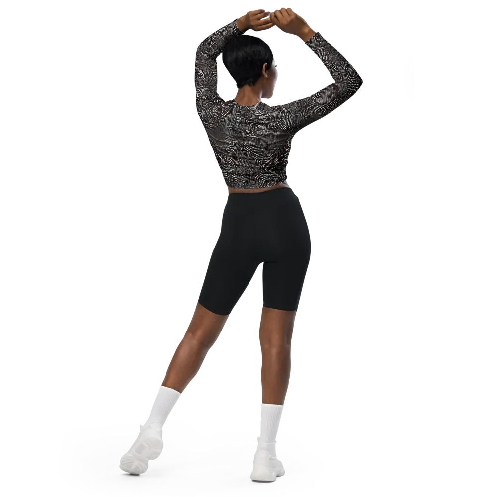 Obsidian Grain on Long Sleeve Crop Top — Back