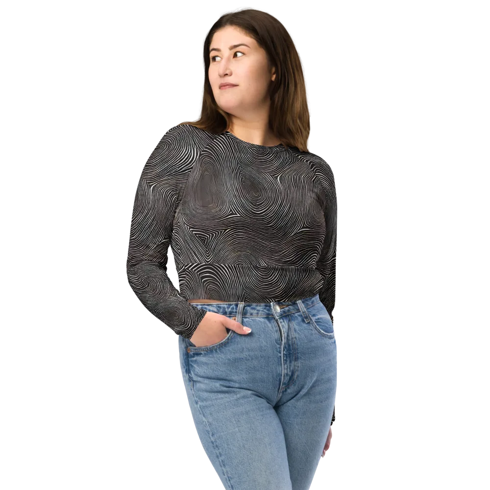 Obsidian Grain on Long Sleeve Crop Top — Front
