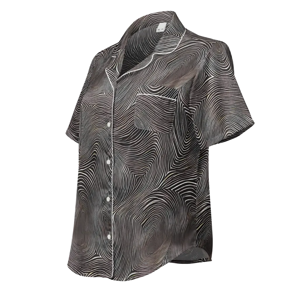 Obsidian Grain on Women's Short Sleeve Pajama Top — Left Front