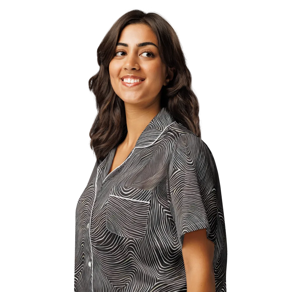 Obsidian Grain on Women's Short Sleeve Pajama Top — Left Front