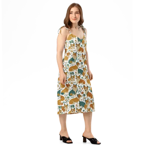 Butterscotch Burrow on a Slip Dress