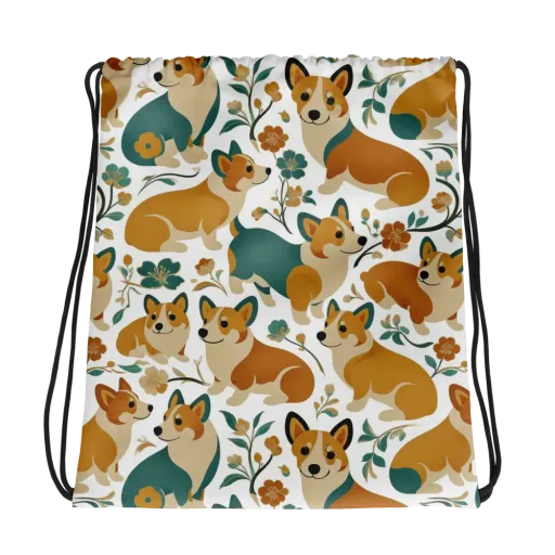 Butterscotch Burrow on a Drawstring Bag