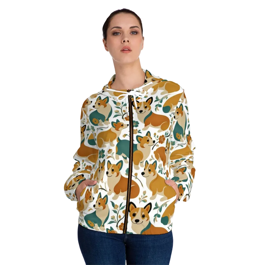 Butterscotch Burrow on Women's Full-Zip Hoodie — Front On Person