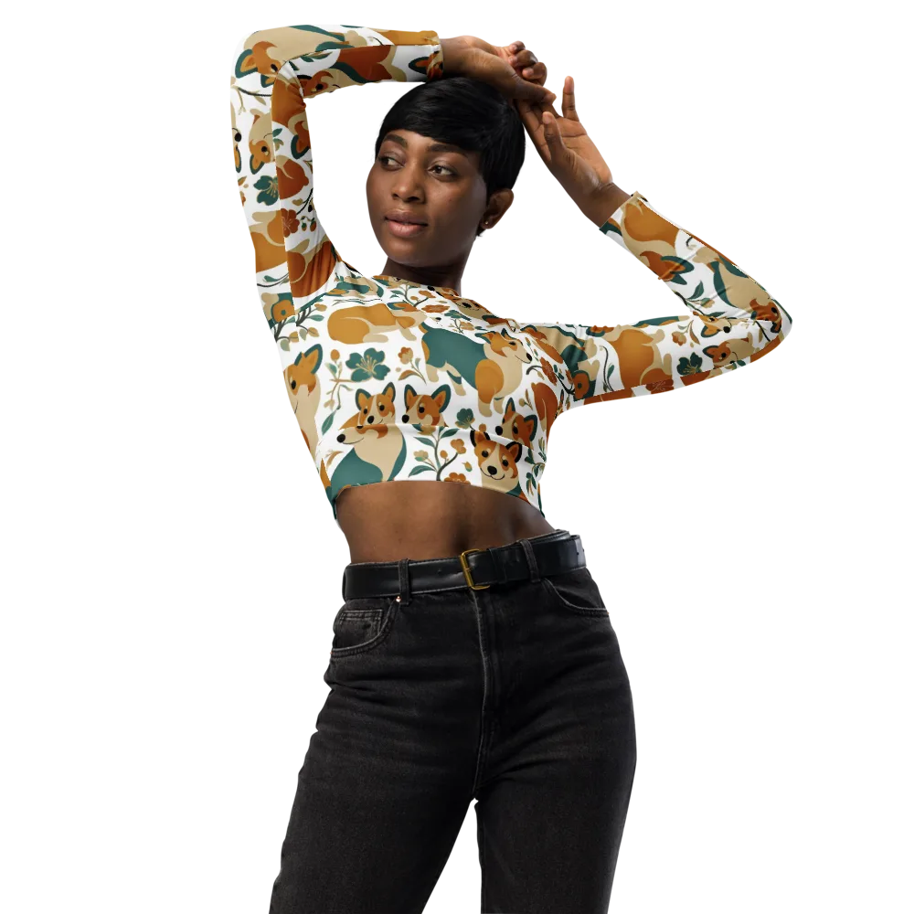 Butterscotch Burrow on Long Sleeve Crop Top — Front