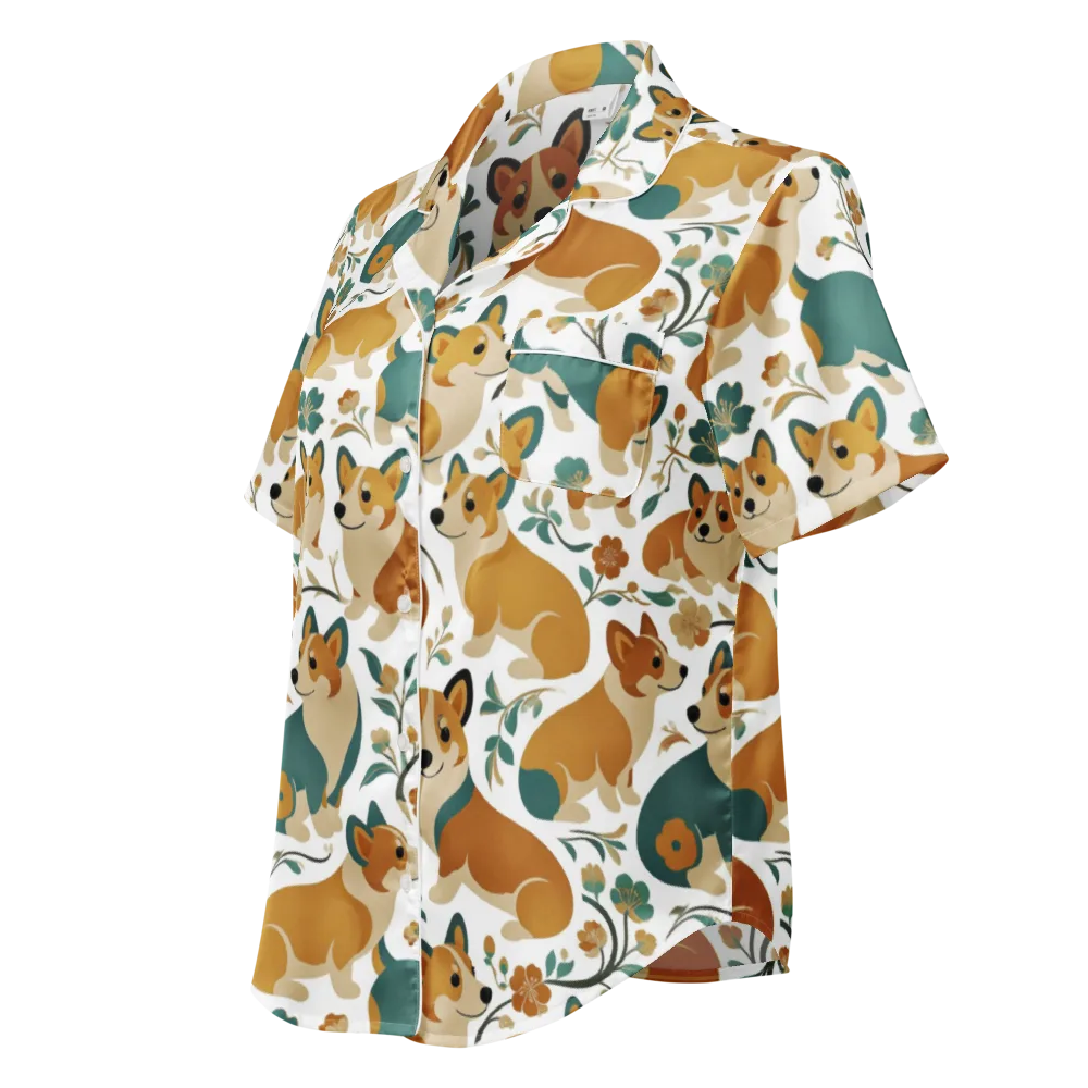 Butterscotch Burrow on Women's Short Sleeve Pajama Top — Left Front