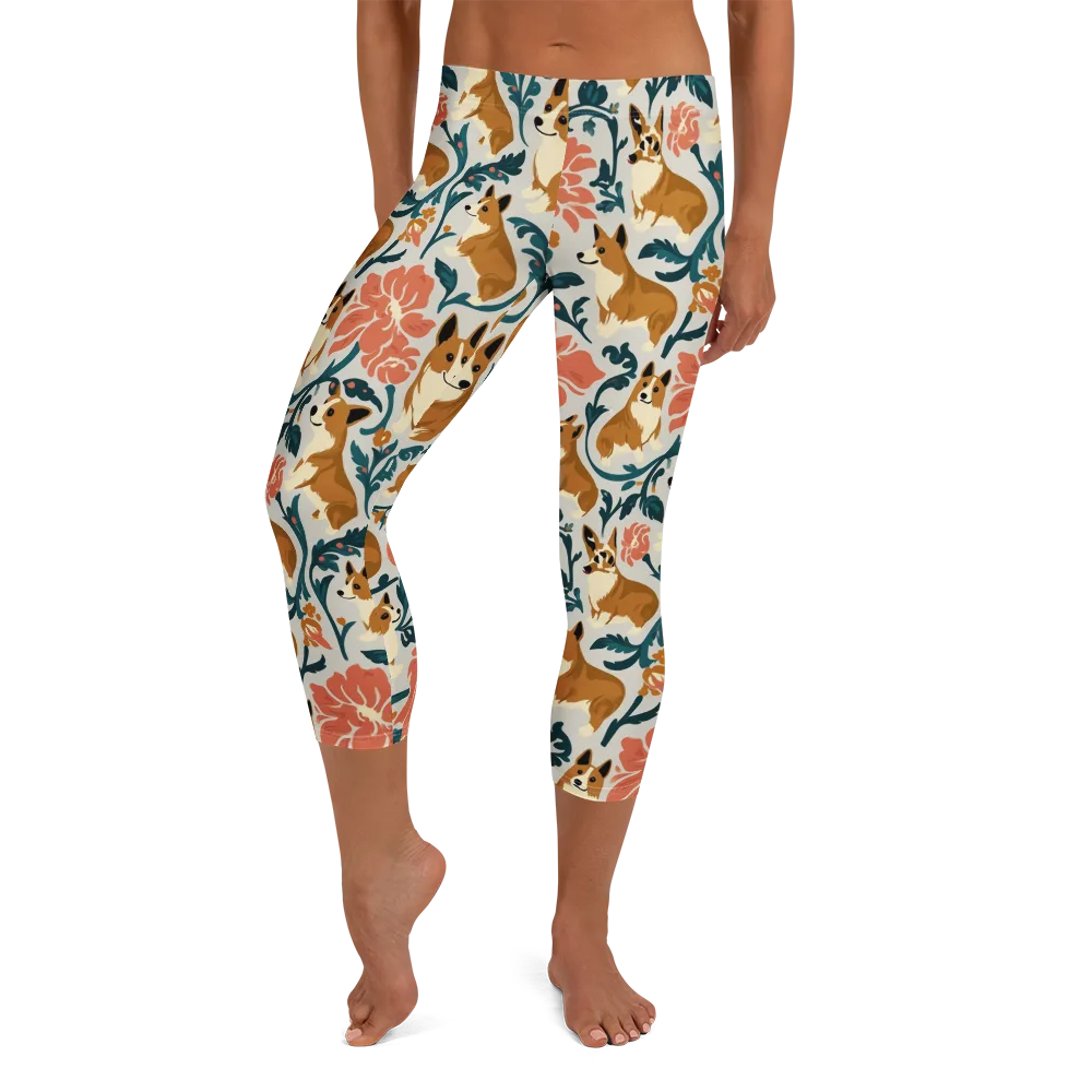 Garden Companions on Capri Leggings — Front