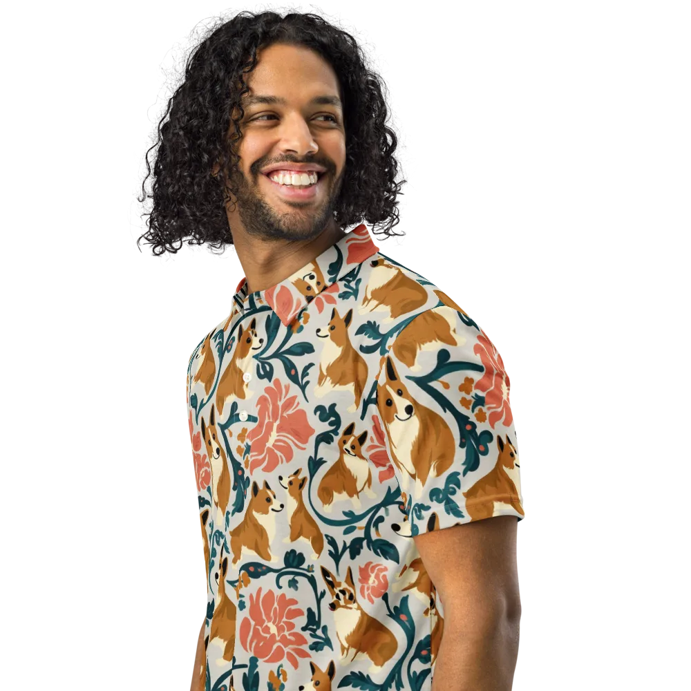 Garden Companions on Men's Slim Fit Polo Shirt — Left Front