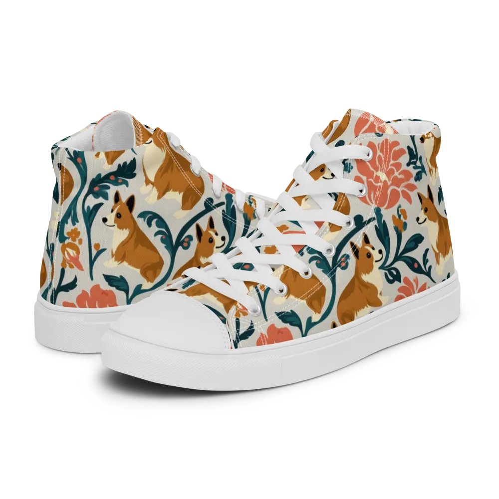 Garden Companions on Men's High Top Canvas Shoes — Left